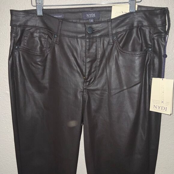 NYDJ Marilyn Straight Faux Leather Pants size 12 NWT - Picture 4 of 6